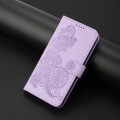 For vivo Y55s 2023 5G/Y55 5G Global Datura Flower Embossed Flip Leather Phone Case(Purple)
