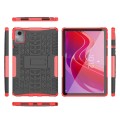 For Lenovo Tab M11/ Xiaoxin Pad 11 2024 Tire Texture TPU Hybrid PC Tablet Case with Holder(Red)