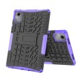 For Lenovo Tab M11/ Xiaoxin Pad 11 2024 Tire Texture TPU Hybrid PC Tablet Case with Holder(Purple)
