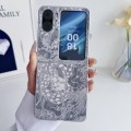 For OPPO Find N2 Flip Embroidery Style Full Coverage Phone Case(Grey)