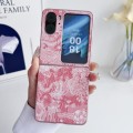 For OPPO Find N2 Flip Embroidery Style Full Coverage Phone Case(Pink)