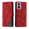 For Motorola Moto G34 Skin Feel Splicing Leather Phone Case(Red)