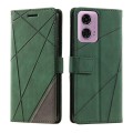 For Motorola Moto G34 Skin Feel Splicing Leather Phone Case(Green)