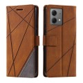 For Motorola Moto G84 Skin Feel Splicing Leather Phone Case(Brown)