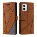 For Motorola Moto G53 5G Skin Feel Splicing Leather Phone Case(Brown)