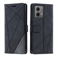 For Motorola Edge 40 Neo Skin Feel Splicing Leather Phone Case(Black)