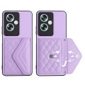 For OPPO A79 5G Global Rhombic Texture Card Bag RFID Phone Case(Light Purple)