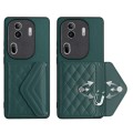 For OPPO Reno11 Pro Global Rhombic Texture Card Bag RFID Phone Case(Green)