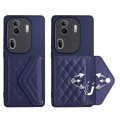 For OPPO Reno11 Pro Global Rhombic Texture Card Bag RFID Phone Case(Dark Purple)