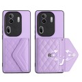 For OPPO Reno11 Pro Global Rhombic Texture Card Bag RFID Phone Case(Light Purple)