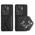 For OPPO Reno11 Pro Global Rhombic Texture Card Bag RFID Phone Case(Black)