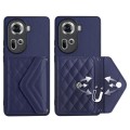 For OPPO Reno11 Global Rhombic Texture Card Bag RFID Phone Case(Dark Purple)