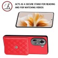 For OPPO Reno11 Global Rhombic Texture Card Bag RFID Phone Case(Red)