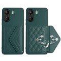 For Xiaomi Redmi 13C 4G / Poco C65 Rhombic Texture Card Bag RFID Phone Case(Green)