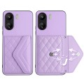 For Xiaomi Redmi 13C 4G / Poco C65 Rhombic Texture Card Bag RFID Phone Case(Light Purple)