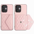 For Xiaomi Redmi 13C 5G / Redmi 13R Rhombic Texture Card Bag RFID Phone Case(Rose Gold)