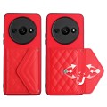 For Xiaomi Redmi A3 4G Rhombic Texture Card Bag RFID Phone Case(Red)