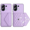 For Xiaomi Redmi Note 13 4G Global Rhombic Texture Card Bag RFID Phone Case(Light Purple)