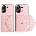 For Xiaomi Redmi Note 13 4G Global Rhombic Texture Card Bag RFID Phone Case(Rose Gold)