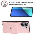 For Xiaomi Redmi Note 13 4G Global Rhombic Texture Card Bag RFID Phone Case(Rose Gold)