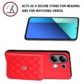 For Xiaomi Redmi Note 13 4G Global Rhombic Texture Card Bag RFID Phone Case(Red)