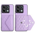 For Xiaomi Redmi Note 13 5G Global Rhombic Texture Card Bag RFID Phone Case(Light Purple)