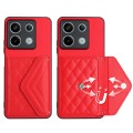 For Xiaomi Redmi Note 13 5G Global Rhombic Texture Card Bag RFID Phone Case(Red)