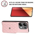 For Xiaomi Redmi Note 13 Pro 4G Global Rhombic Texture Card Bag RFID Phone Case(Rose Gold)
