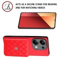 For Xiaomi Redmi Note 13 Pro 4G Global Rhombic Texture Card Bag RFID Phone Case(Red)