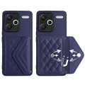 For Xiaomi Redmi Note 13 Pro+ Rhombic Texture Card Bag RFID Phone Case(Dark Purple)