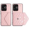 For Xiaomi Redmi Note 13 Pro+ Rhombic Texture Card Bag RFID Phone Case(Rose Gold)