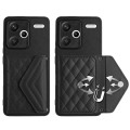 For Xiaomi Redmi Note 13 Pro+ Rhombic Texture Card Bag RFID Phone Case(Black)