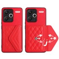 For Xiaomi Redmi Note 13 Pro+ Rhombic Texture Card Bag RFID Phone Case(Red)