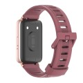 For Samsung Galaxy Fit 3 Mijobs Flat Hole Silicone Watch Band(Wine Red+Rose Gold)