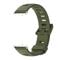 For Samsung Galaxy Fit 3 Mijobs Flat Hole Silicone Watch Band(Army Green+Silver)