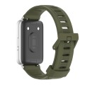 For Samsung Galaxy Fit 3 Mijobs Flat Hole Silicone Watch Band(Army Green+Silver)