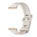 For Samsung Galaxy Fit 3 Mijobs Flat Hole Silicone Watch Band(Grey+Rose Gold)