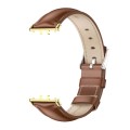 For Samsung Galaxy Fit 3 Mijobs Dual-sided Genuine Leather Watch Band(Brown Gold)