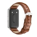 For Samsung Galaxy Fit 3 Mijobs Dual-sided Genuine Leather Watch Band(Brown Silver)