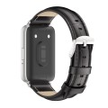 For Samsung Galaxy Fit 3 Mijobs Dual-sided Genuine Leather Watch Band(Bamboo Black Silver)