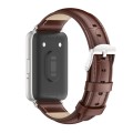 For Samsung Galaxy Fit 3 Mijobs Dual-sided Genuine Leather Watch Band(Bamboo Coffee Silver)