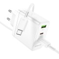 BOROFONE BN12 PD65W Type-C + QC3.0 USB + Dual Type-C Charger with 1m Type-C Cable, EU Plug(White)