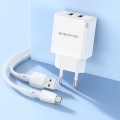 BOROFONE BN15 Dual USB Charger with 1m USB to Micro USB Cable, EU Plug(White)