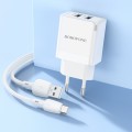 BOROFONE BN15 Dual USB Charger with 1m USB to Type-C Cable, EU Plug(White)