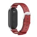 For Xiaomi Mi Band 8 Mijobs GT4 First Layer Cowhide Watch Band(Red Silver)