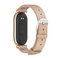 For Xiaomi Mi Band 8 Mijobs GT4 First Layer Cowhide Watch Band(Apricot Rose Gold)