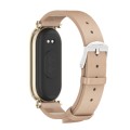 For Xiaomi Mi Band 8 Mijobs GT4 First Layer Cowhide Watch Band(Apricot Light Gold)