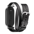 For Xiaomi Mi Band 8 Mijobs GT4 Dual-Loop Leather Watch Band(Black+White+Silver)