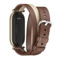 For Xiaomi Mi Band 8 Mijobs GT4 Dual-Loop Leather Watch Band(Brown+Light Yellow+Light Gold)