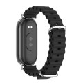 For Xiaomi Mi Band 8 Mijobs GT4 Marine Silicone Breathable Watch Band(Black Silver)